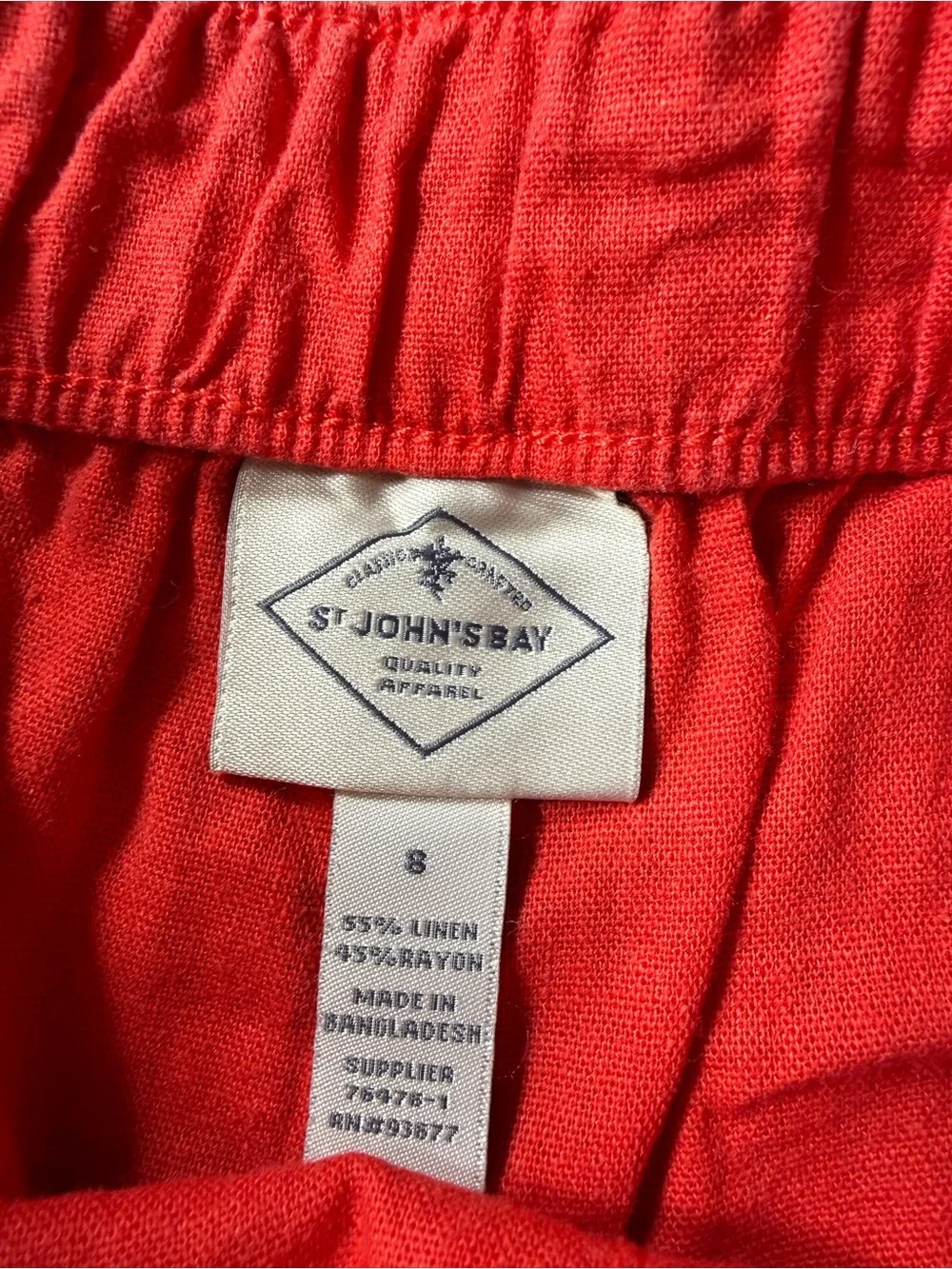 St. John's Bay Coral Red Skort with Elastic Waist